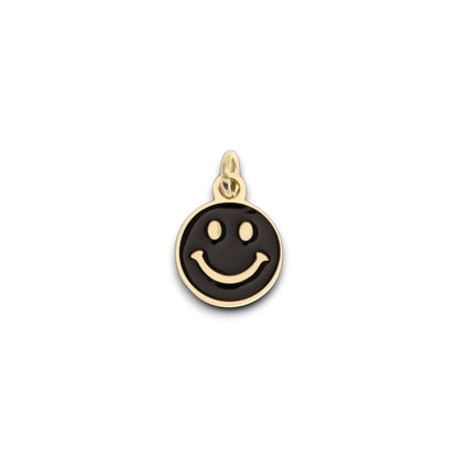 8K Gold PVD Smiley Face Charm, Colorful Epoxy Finish, Perfect for Bracelets & Necklaces, Trendy Gift for Jewelry Lovers Coquette Charms Black Smiley