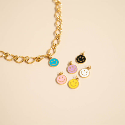8K Gold PVD Smiley Face Charm, Colorful Epoxy Finish, Perfect for Bracelets & Necklaces, Trendy Gift for Jewelry Lovers Coquette Charms