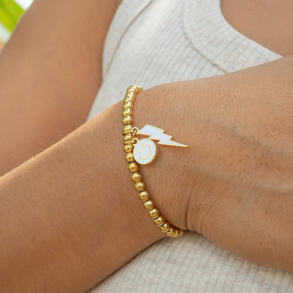 8K Gold PVD Smiley Face Charm, Colorful Epoxy Finish, Perfect for Bracelets & Necklaces, Trendy Gift for Jewelry Lovers Coquette Charms