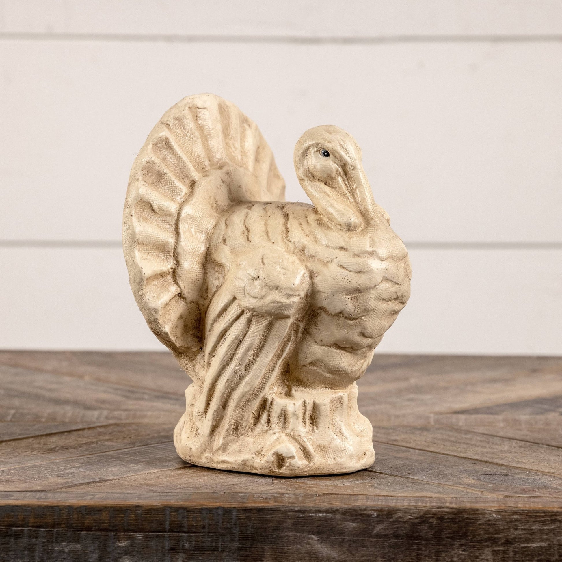9" Antique White Turkey Thanksgiving Figurine