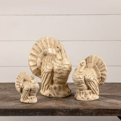 9" Antique White Turkey Thanksgiving Figurine