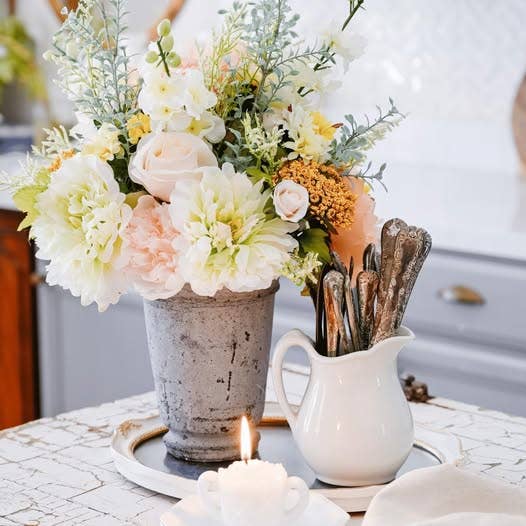9" Artificial Peony Bundle | Spring Floral Arrangements | Realistic Silk Flowers for Home Decor & Wedding Centerpieces Faux Flowers