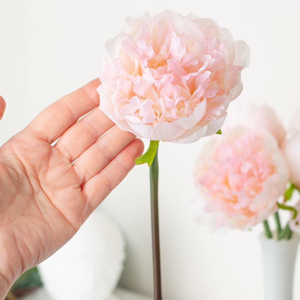 9" Artificial Peony Bundle | Spring Floral Arrangements | Realistic Silk Flowers for Home Decor & Wedding Centerpieces Faux Flowers