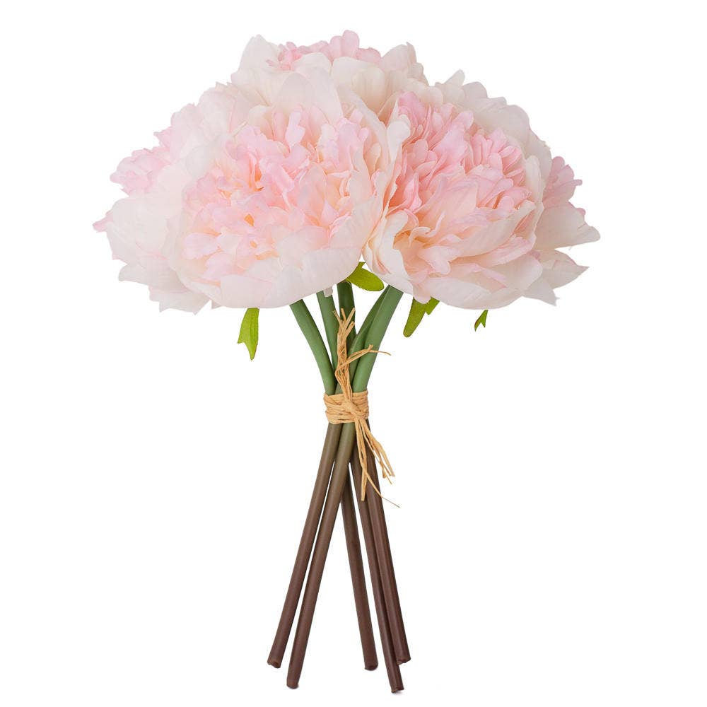 9" Artificial Peony Bundle | Spring Floral Arrangements | Realistic Silk Flowers for Home Decor & Wedding Centerpieces - Nifty Decor & More