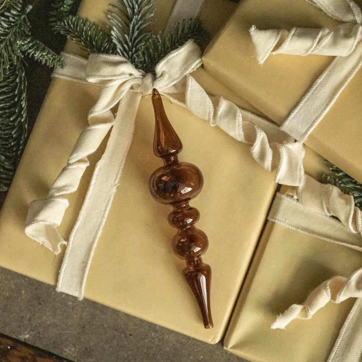 9" Brown Glass Finial Ornament - Nifty Decor & More
