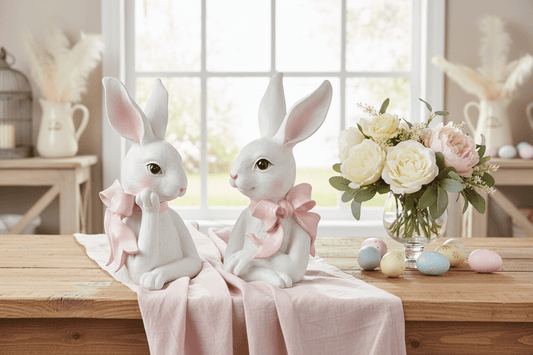 9" Bunny with Pink Bow - Nifty Decor & More