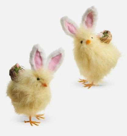 9" Chick with Bunny Ears Set of 2 | Easter Decor, Cute Spring Decoration, Holiday Home Accents, Adorable Gift Idea - Nifty Decor & More