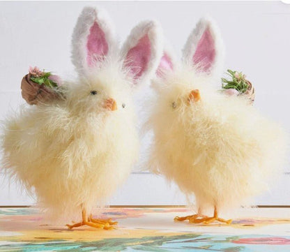 9" Chick with Bunny Ears Set of 2 | Easter Decor, Cute Spring Decoration, Holiday Home Accents, Adorable Gift Idea - Nifty Decor & More