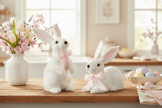9" White Bunnies Set - Nifty Decor & More