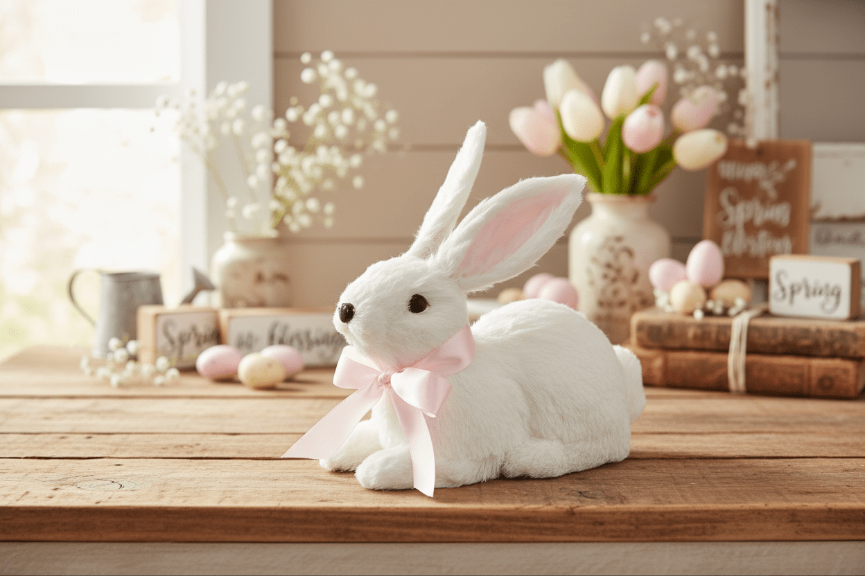 9" White Bunnies Set - Nifty Decor & More