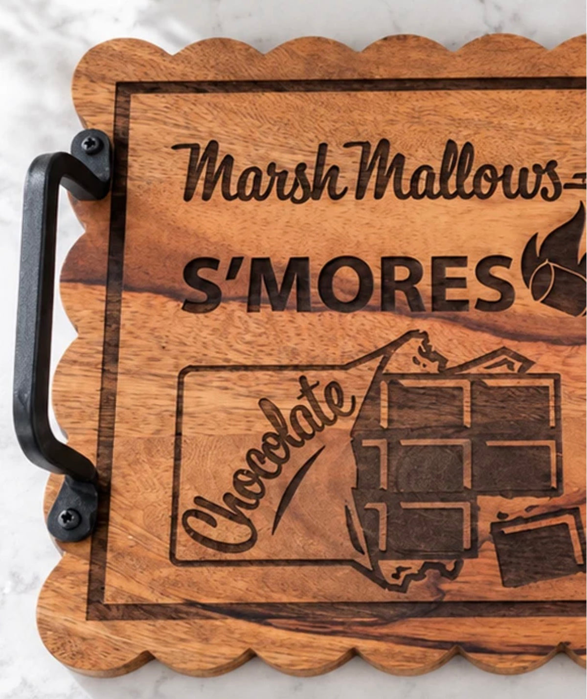 Campfire Wood & Iron S'mores Serving Tray