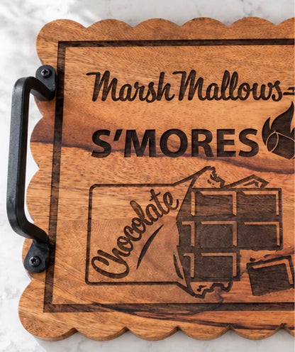 Campfire Wood & Iron S'mores Serving Tray