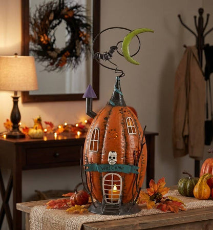 Pumpkin Halloween Candle Holder Statues