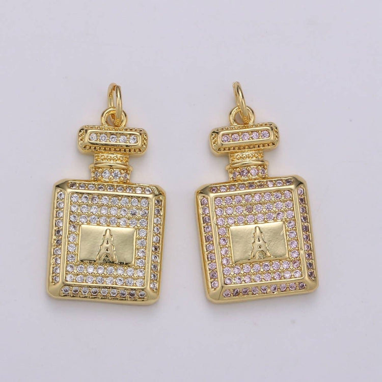 Perfume Bottle Charm Dainty , Micro Pave Bottle Charm for Necklace Bracelet Earring Component Jewelry Making Supply D-827 D-828