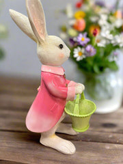 RAZ - 15.5" Bunny Figurine in Pink Jacket, Cute Easter Decoration & Gift, Resin Bunny for Home Decor