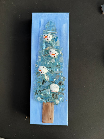 Blue Snowman Bell Christmas Tree Resin Frame    