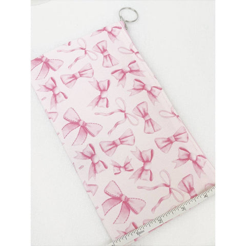 Bow Design Coin Purse, Stylish Pink Croquette Print Accessory, Perfect for Coins and Small Items, Gift for Preppy Style Lovers