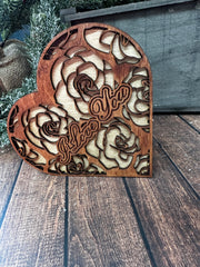 I Love You - Heart shaped box | Valentine wood box Brown