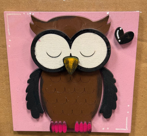 Owl Valentine Leaning Sandwich Board Tiles - Set 6 PC Interchangeable Add On