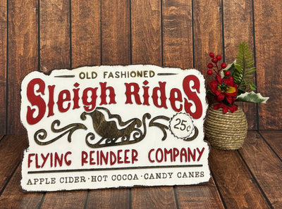 Sleigh Rides Sign Christmas Shelf Sitter   