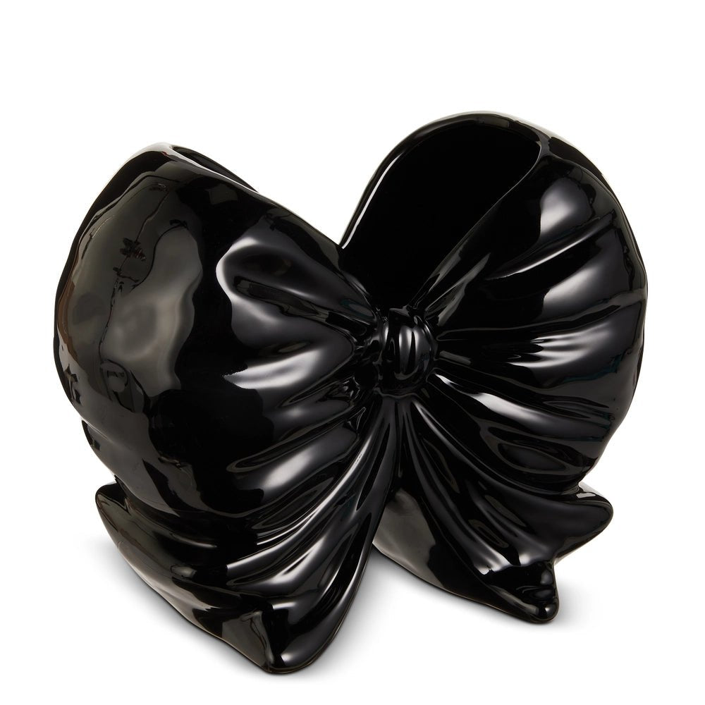 9.5" Black Bow Container - Nifty Decor & More