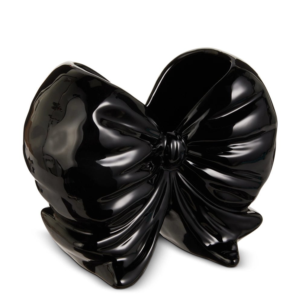 9.5" Black Bow Container - Nifty Decor & More