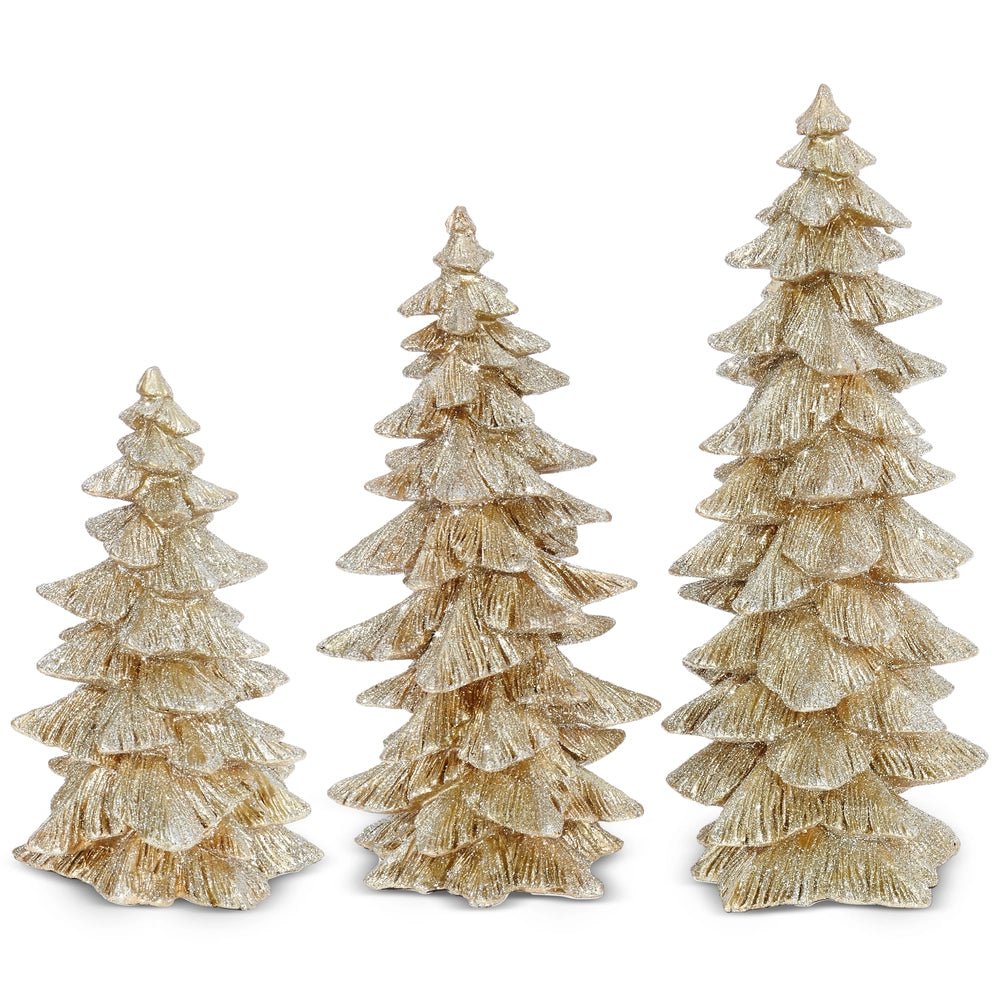 9.5" Gold Glitter Trees - Nifty Decor & More