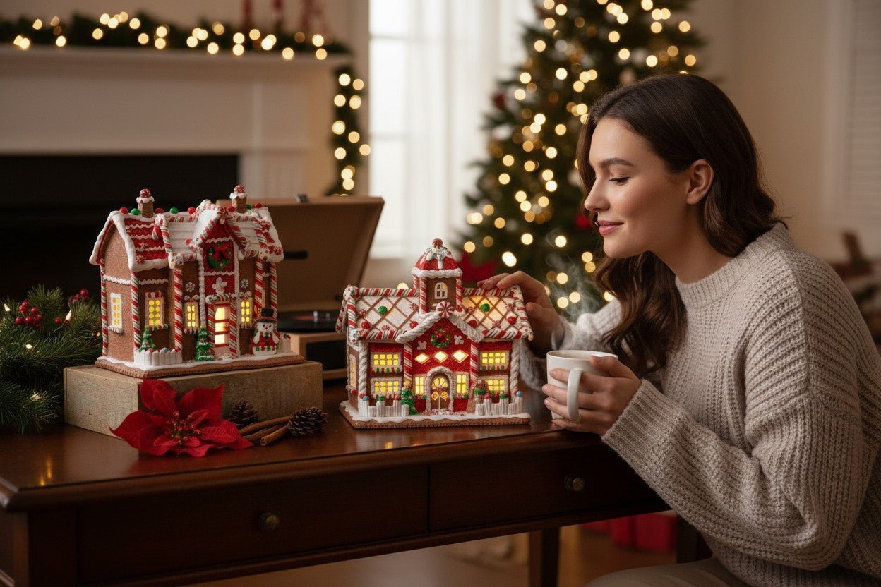 9.5" Lighted Clay Dough Gingerbread House - Nifty Decor & More