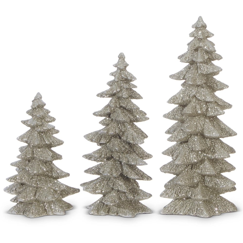 9.5" Silver Glittered Trees - Nifty Decor & More