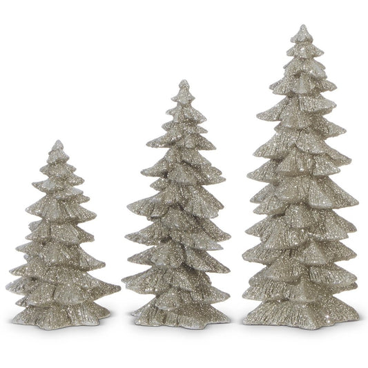 9.5" Silver Glittered Trees - Nifty Decor & More