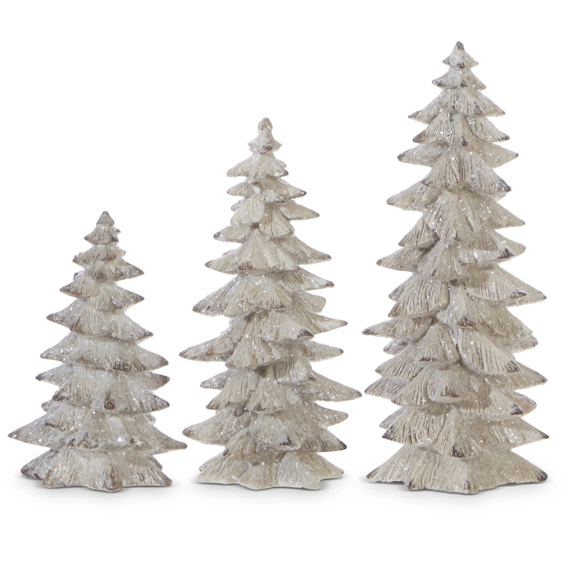9.5" White Glittered Trees - Nifty Decor & More