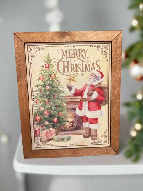 Santa Merry Christmas Framed Hanger