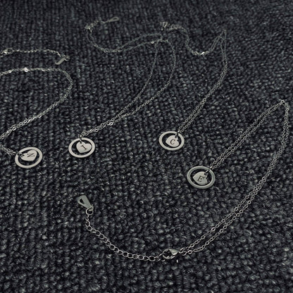 Initial Heart Charm In Ring Stainless Steel Necklace Initial Necklace