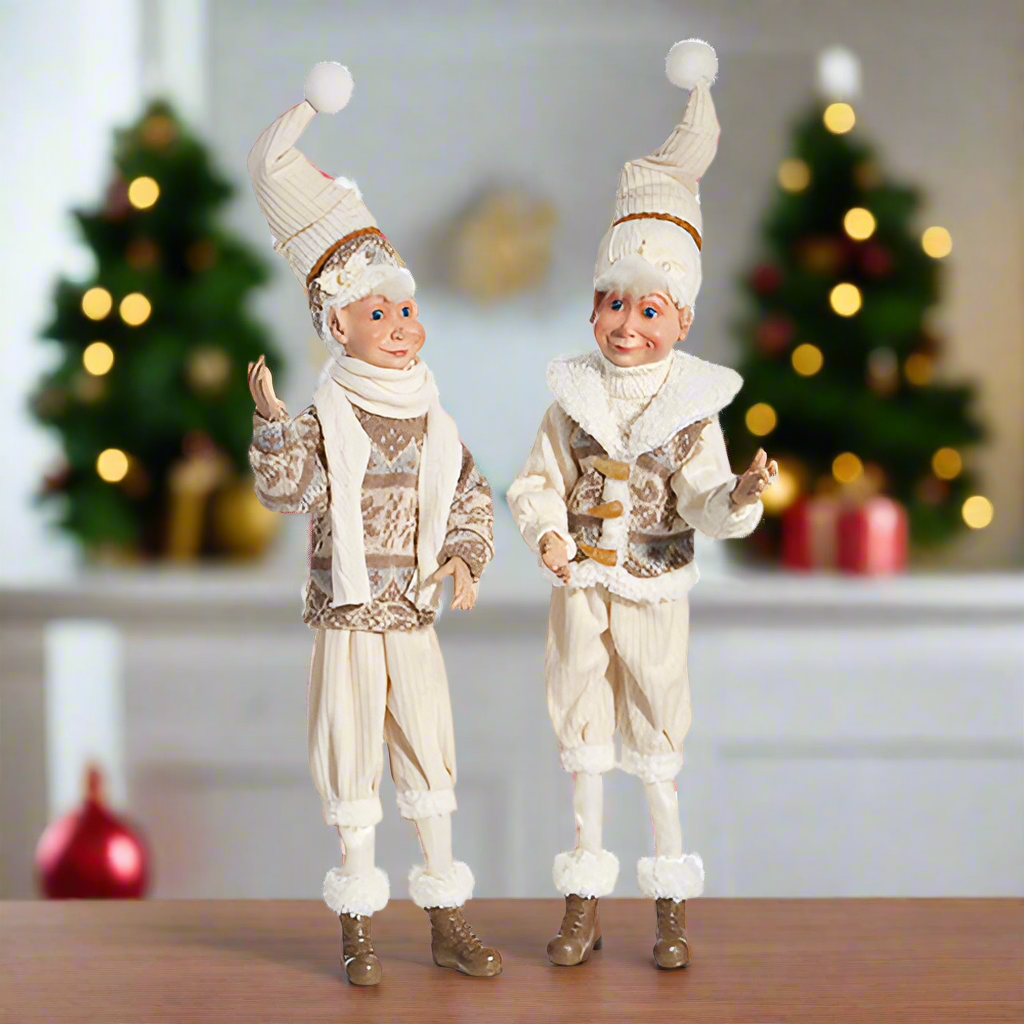 Just Chillin Elf - 16" Posable Beige Home Decor for Festive Touch, Holiday Decoration, Cute Christmas Elf!