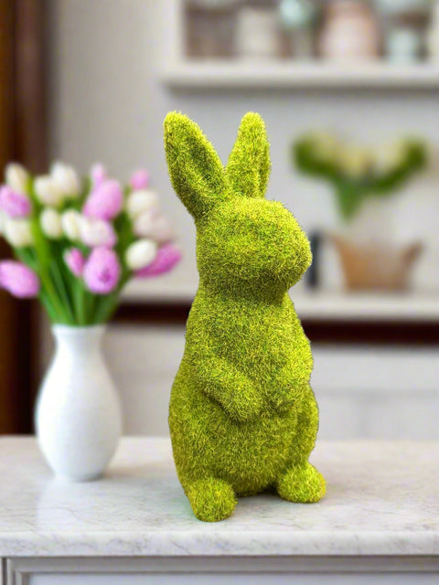 Easter Flocked Bunny - Cute Spring Decor, Unique Easter Accent Piece for Home & Holiday Decor