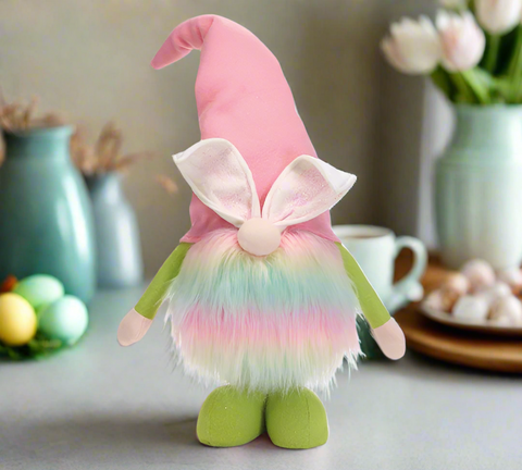 Pastel Rainbow Easter Bunny Gnome | Spring Home Decor | Cute Easter Decoration for Your Garden & Indoors