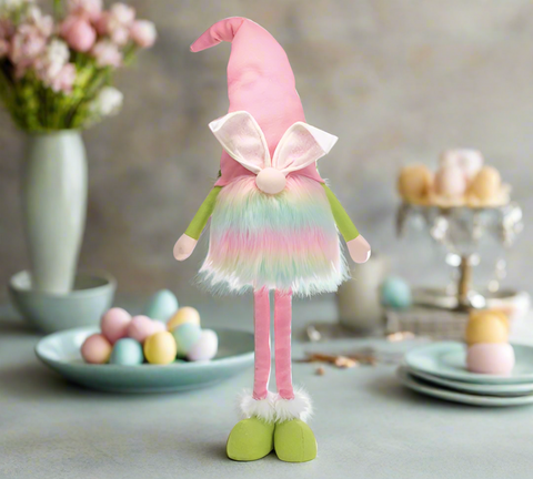 Pastel Rainbow Easter Bunny Gnome | Spring Home Decor | Cute Easter Decoration for Your Garden & Indoors