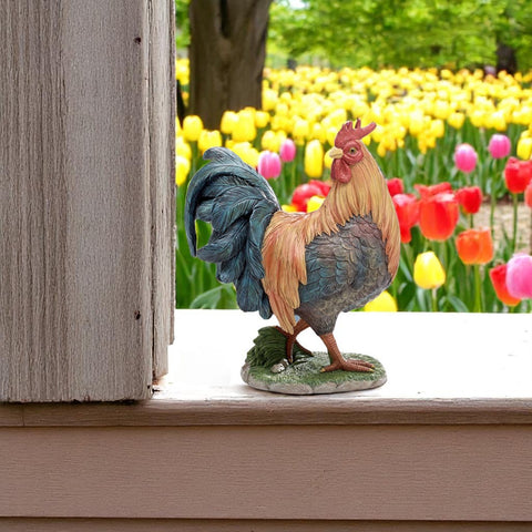 Farmhouse Rooster Figurine - Rustic Farmhouse Decor, Kitchen Accent Piece & Country Style Home Accessory 12.5"