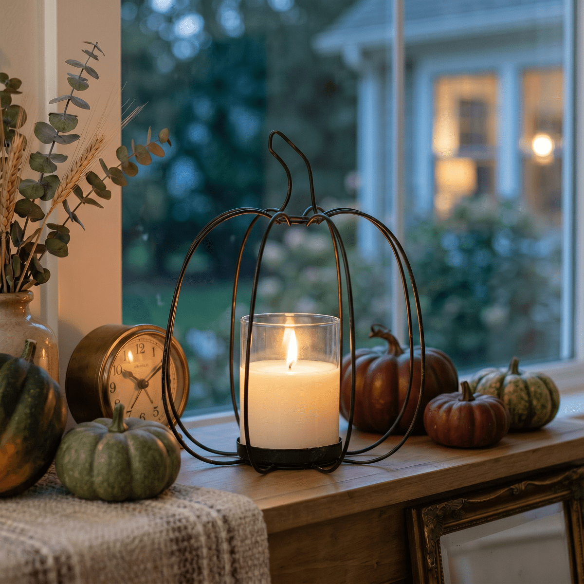 9.75" Metal Pumpkin Candle Holder - Nifty Decor & More