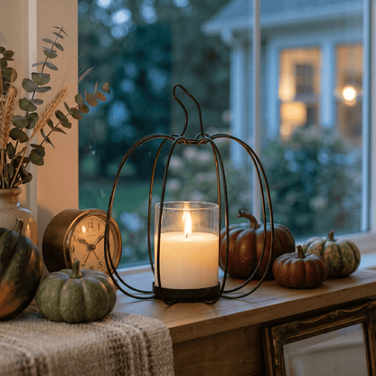 9.75" Metal Pumpkin Candle Holder - Nifty Decor & More