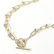 14K Gold Plated Hardware Chain Toggle Necklace