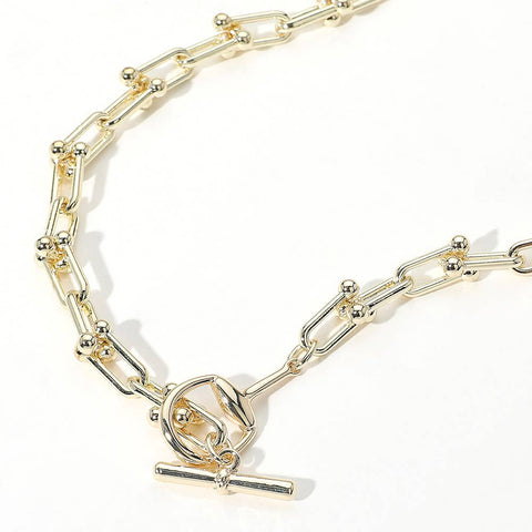 14K Gold Plated Hardware Chain Toggle Necklace