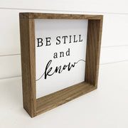 Be Still and Know Christian Farmhouse Wood Sign - Rustic Home Decor, Inspirational Wall Art, Faith-Based Gift, Scripture Decor Table decor