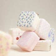 Blue Blossom Travel Jewelry Box, Preppy Chic Compact Organizer, Ideal Gift for Women