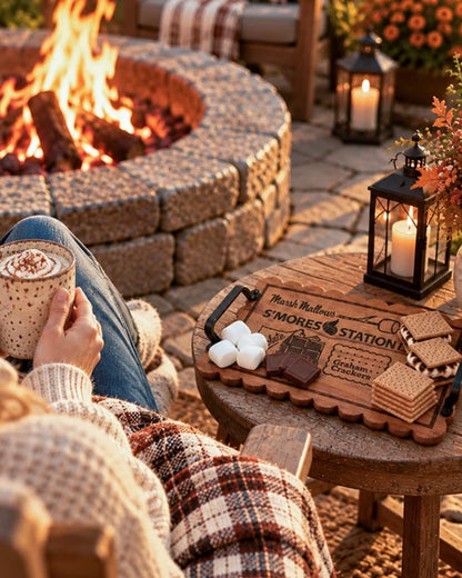 Campfire Wood & Iron S'mores Serving Tray
