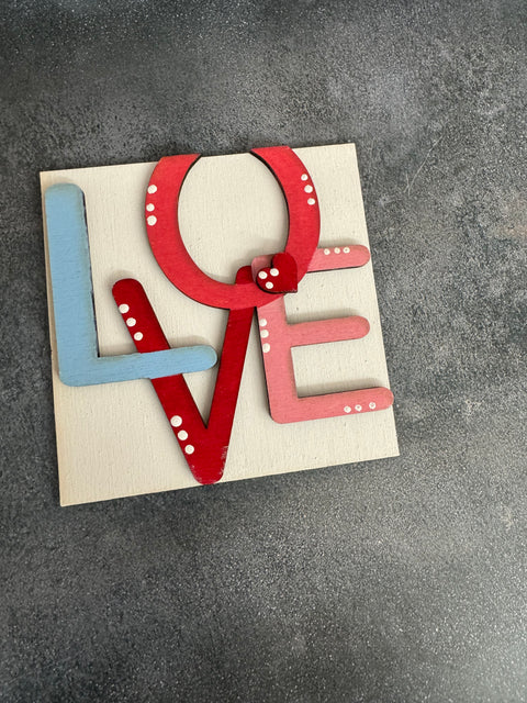 Mini Valentine Leaning Sandwich Board Tiles Interchangeable Add On "LOVE"  