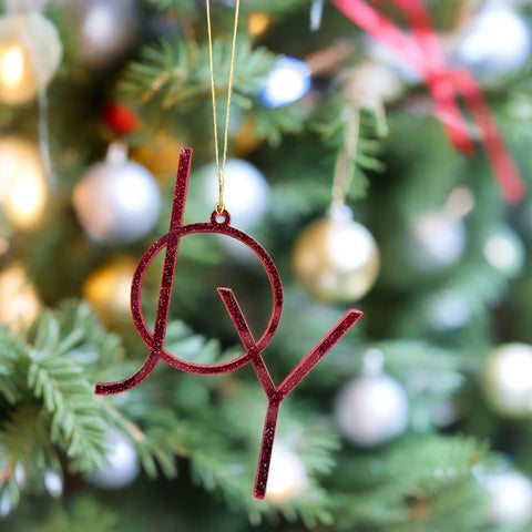Acrylic Christmas Ornaments  Joy - Red (Gold String)  