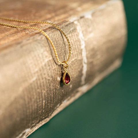Teardrop Birthstone Charm, 18K Gold PVD Elegant Pendant, Personalized Mother’s Day Gift for Her, Jewelry Gift