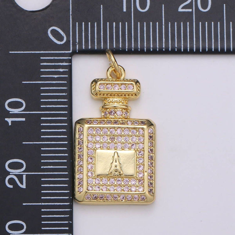 Perfume Bottle Charm Dainty , Micro Pave Bottle Charm for Necklace Bracelet Earring Component Jewelry Making Supply D-827 D-828
