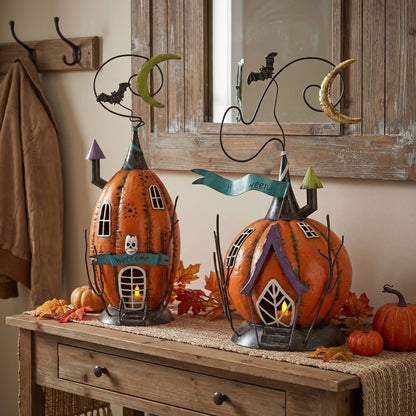 Pumpkin Halloween Candle Holder Statues